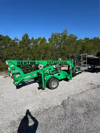 JLG T350 towable boom lift folded for transport
